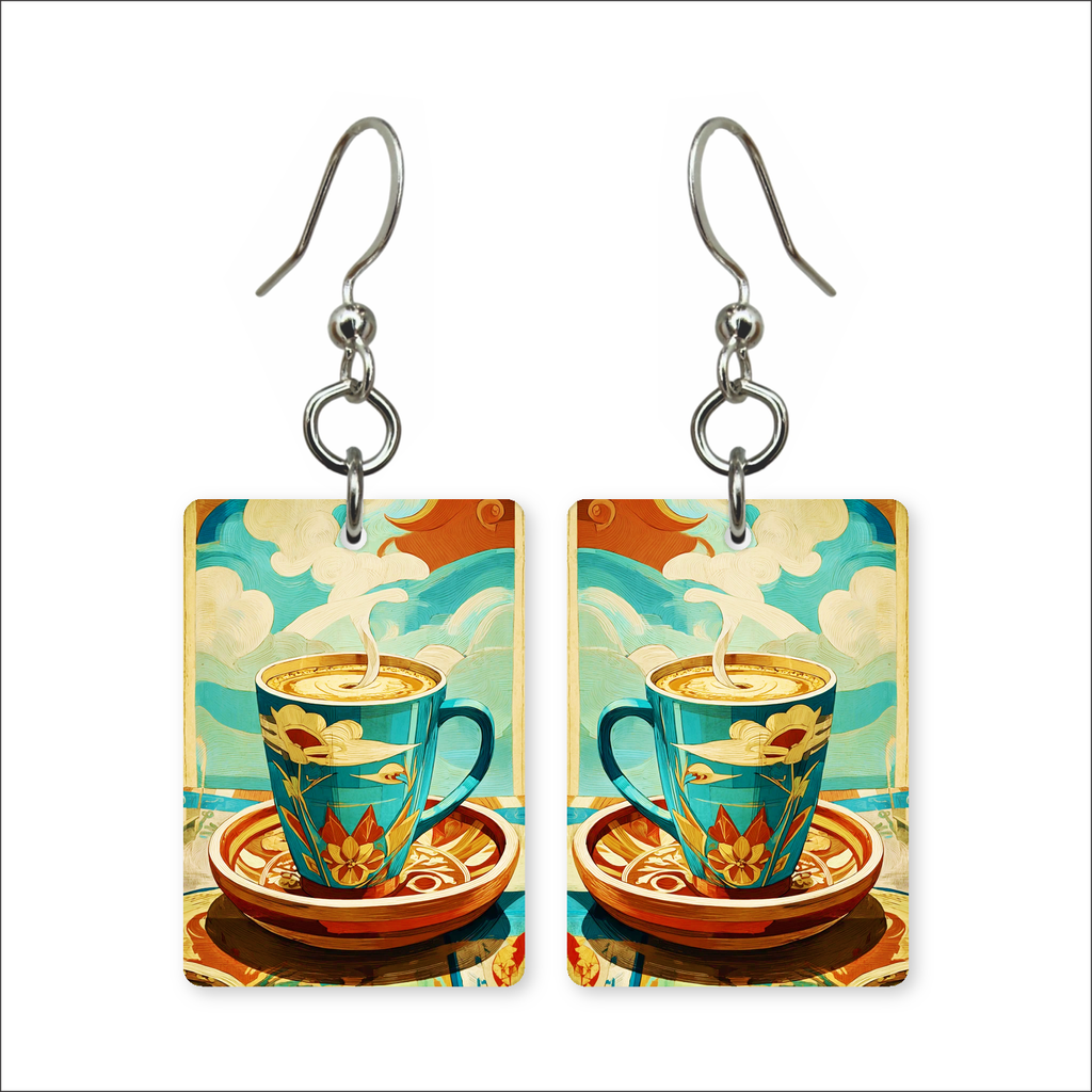 Art Deco Coffee Earrings
