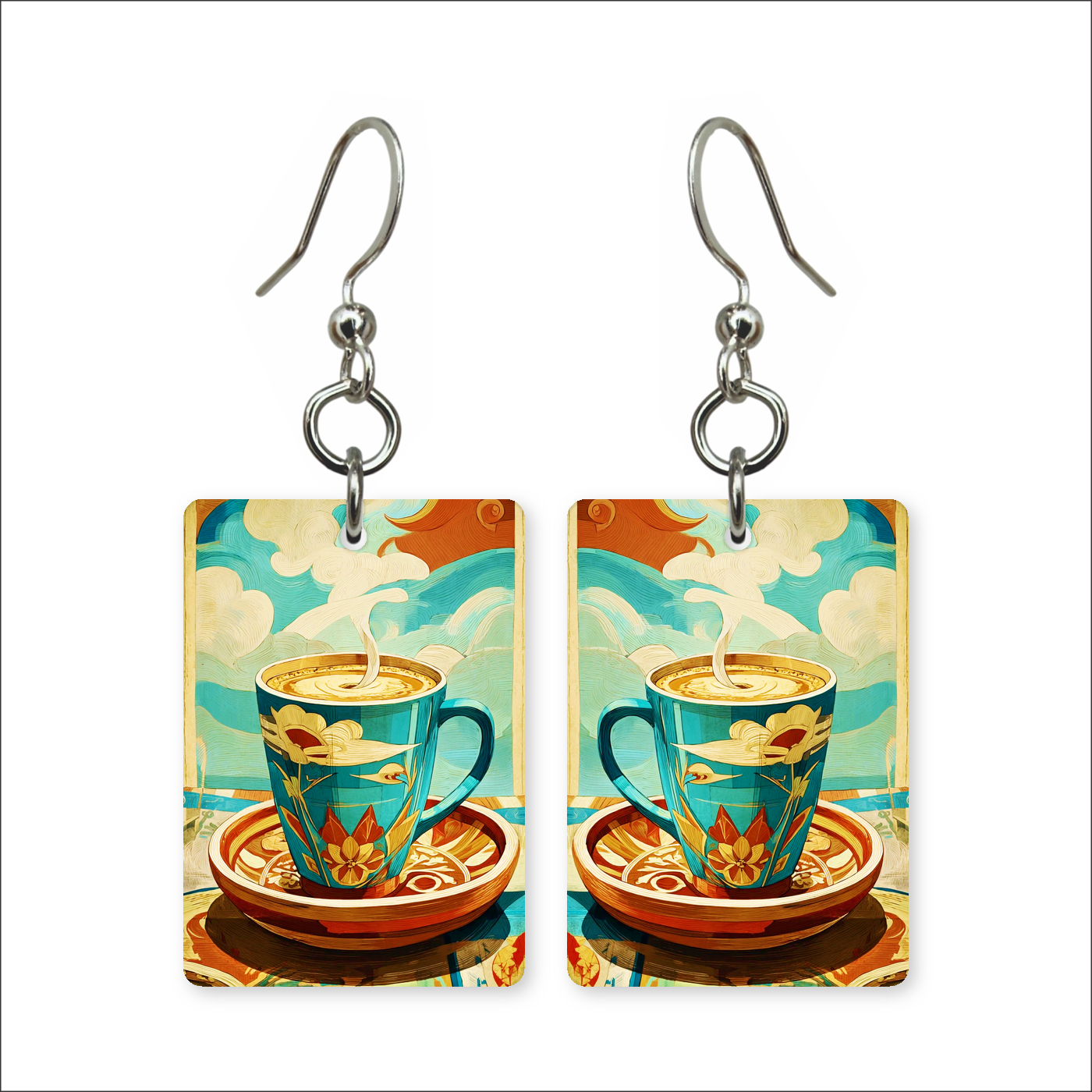 Art Deco Coffee Earrings
