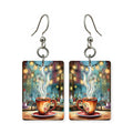 Cafe coffee earrings — cup and saucer in clean cut-paper design, made in USA