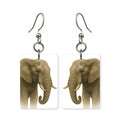 African elephant earrings — elephant in full profile, cut-paper portrait, made in USA