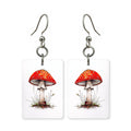 Fly agaric sketch earrings — botanical study of a fly agaric mushroom, cut paper, made in USA