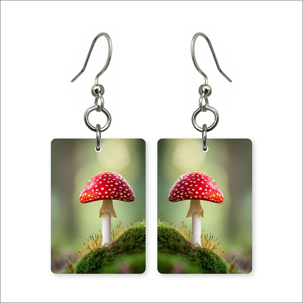 Mossy Red Cap Earrings