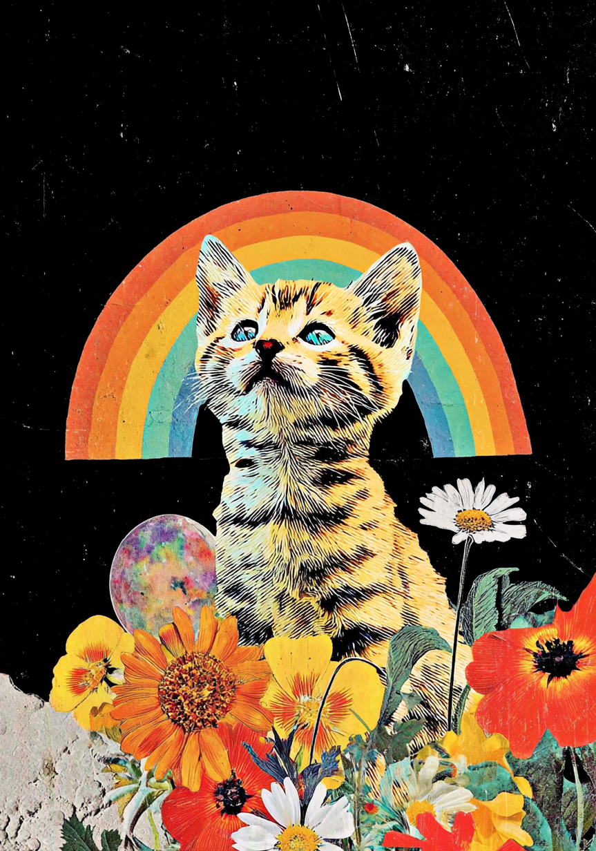 Rainbow Cat Earrings | FW122F