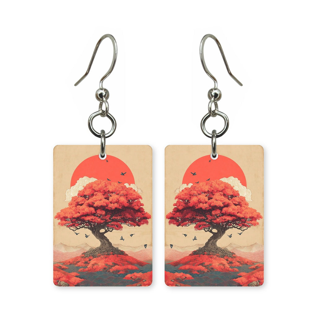 Crimson Sun Tree Earrings | FW123B