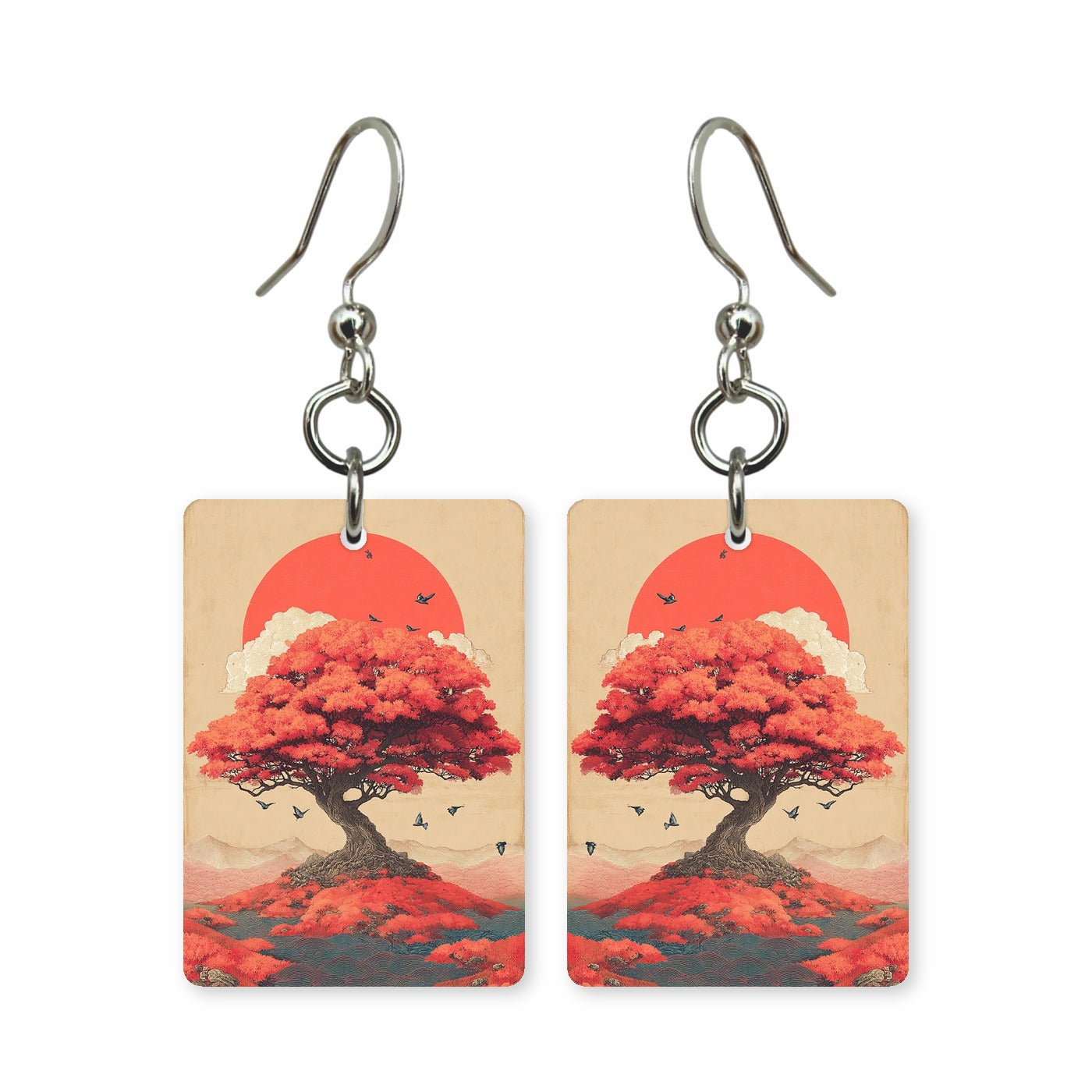 Crimson Sun Tree Earrings | FW123B