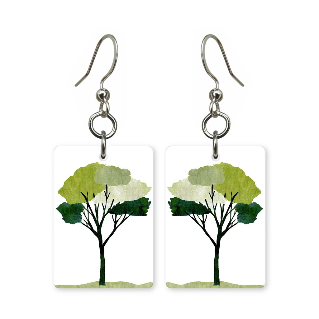 Simple Green Tree Earrings | FW123K