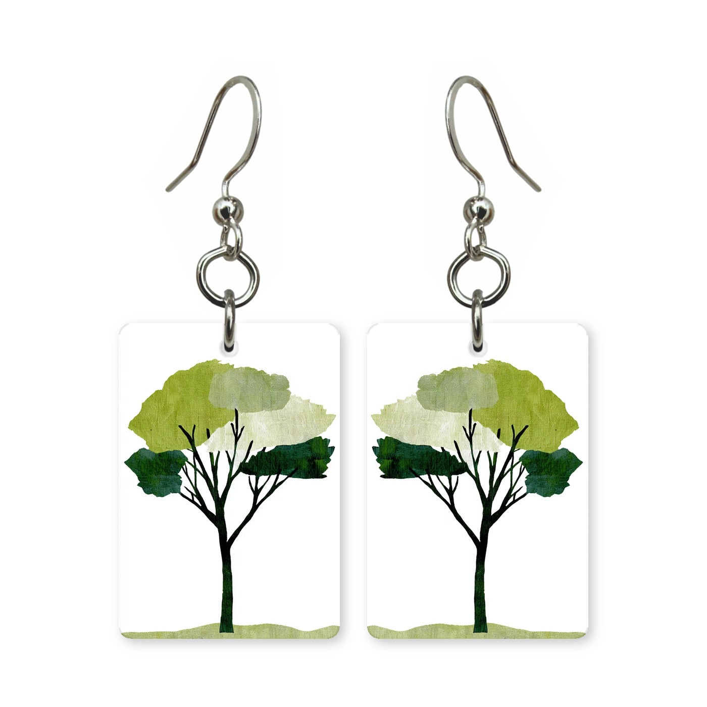 Simple Green Tree Earrings | FW123K