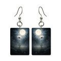 Moonflower bloom earrings — night-blooming moonflowers, cut-paper botanical art, made in USA