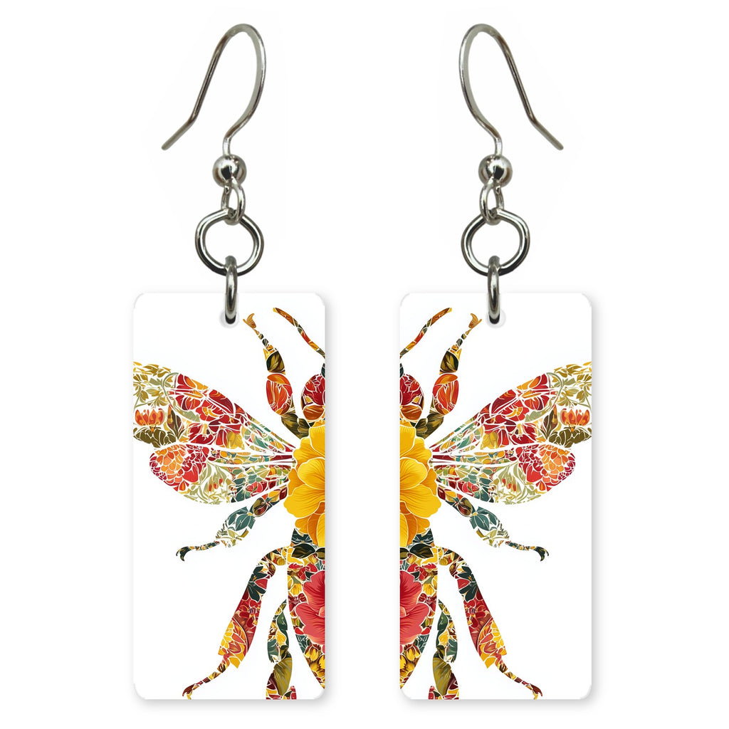Floral Mosaic Bee Earrings | FW128C
