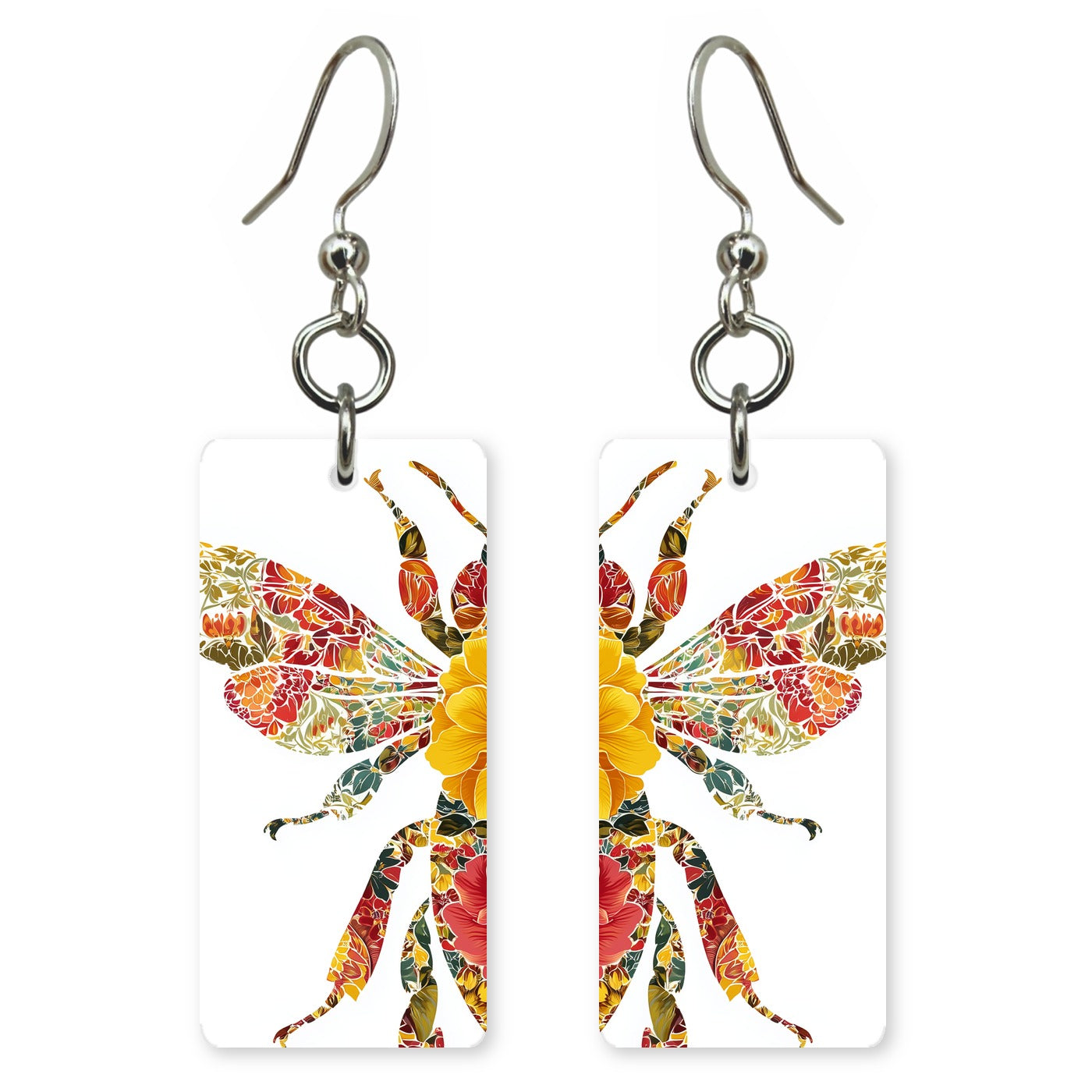 Floral Mosaic Bee Earrings | FW128C