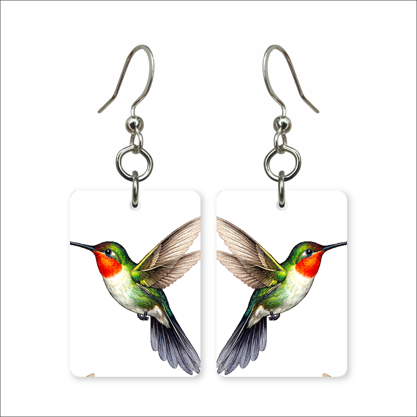 Ruby-Throat Hummingbird Earrings