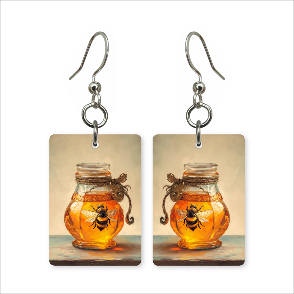 Bee in Amber Earrings
