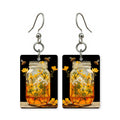 Buttercup honey jar earrings — honey jar crowned with buttercups, cut-paper art, made in USA