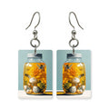 Flowering honey jar earrings — honey jar blooming with wildflowers, made in USA