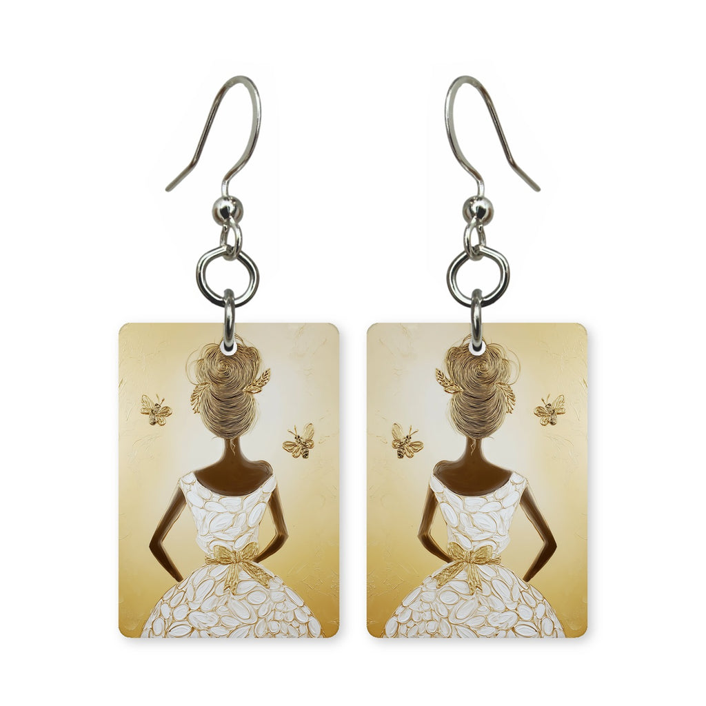 White Bee Gown Earrings | FW132E