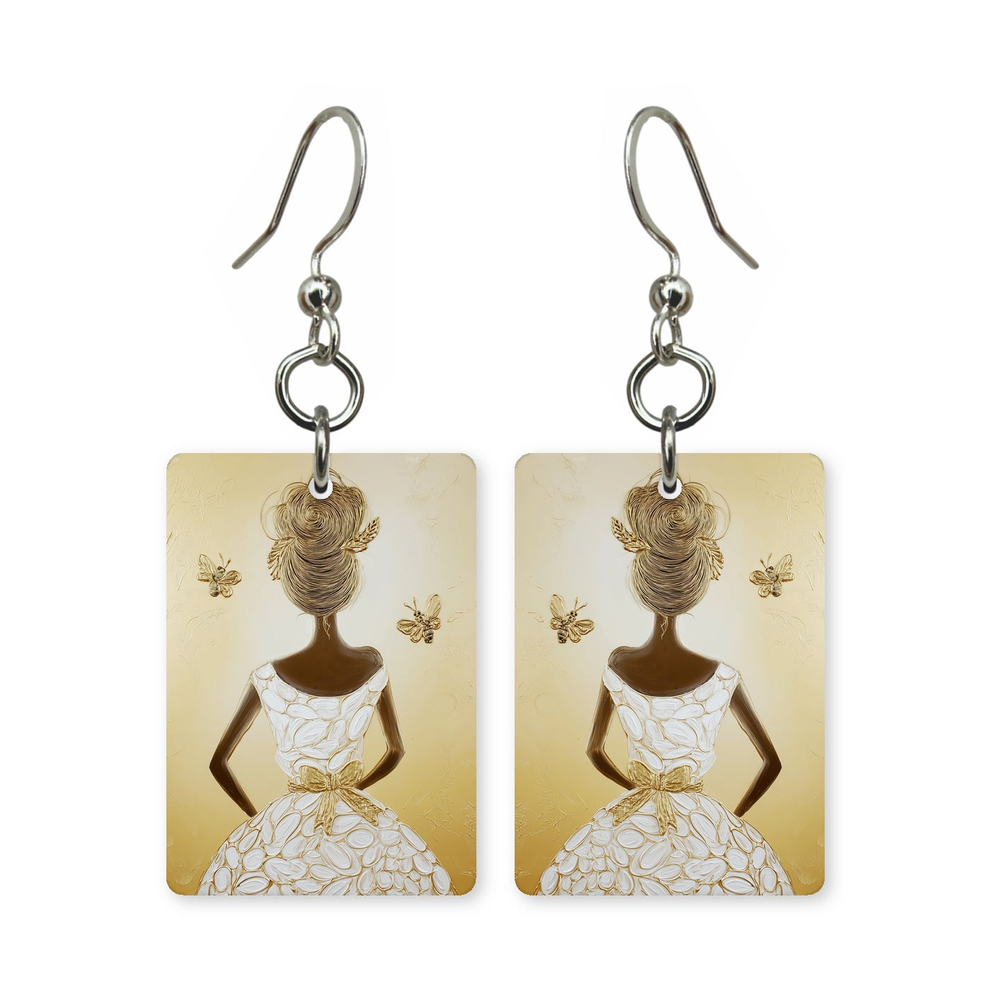 White Bee Gown Earrings | FW132E