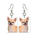 Fawn chihuahua earrings — chihuahua with large ears in cut-paper portrait, made in USA