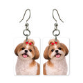 Shih Tzu earrings — shih tzu with topknot bow in cut-paper portrait, made in USA