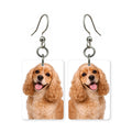 Golden cocker spaniel earrings — long-eared spaniel portrait in cut paper, made in USA