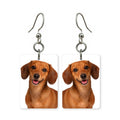 Smooth dachshund earrings — long-bodied wiener dog portrait in cut paper, made in USA