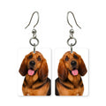 Bloodhound earrings — long-eared bloodhound portrait in cut paper, made in USA