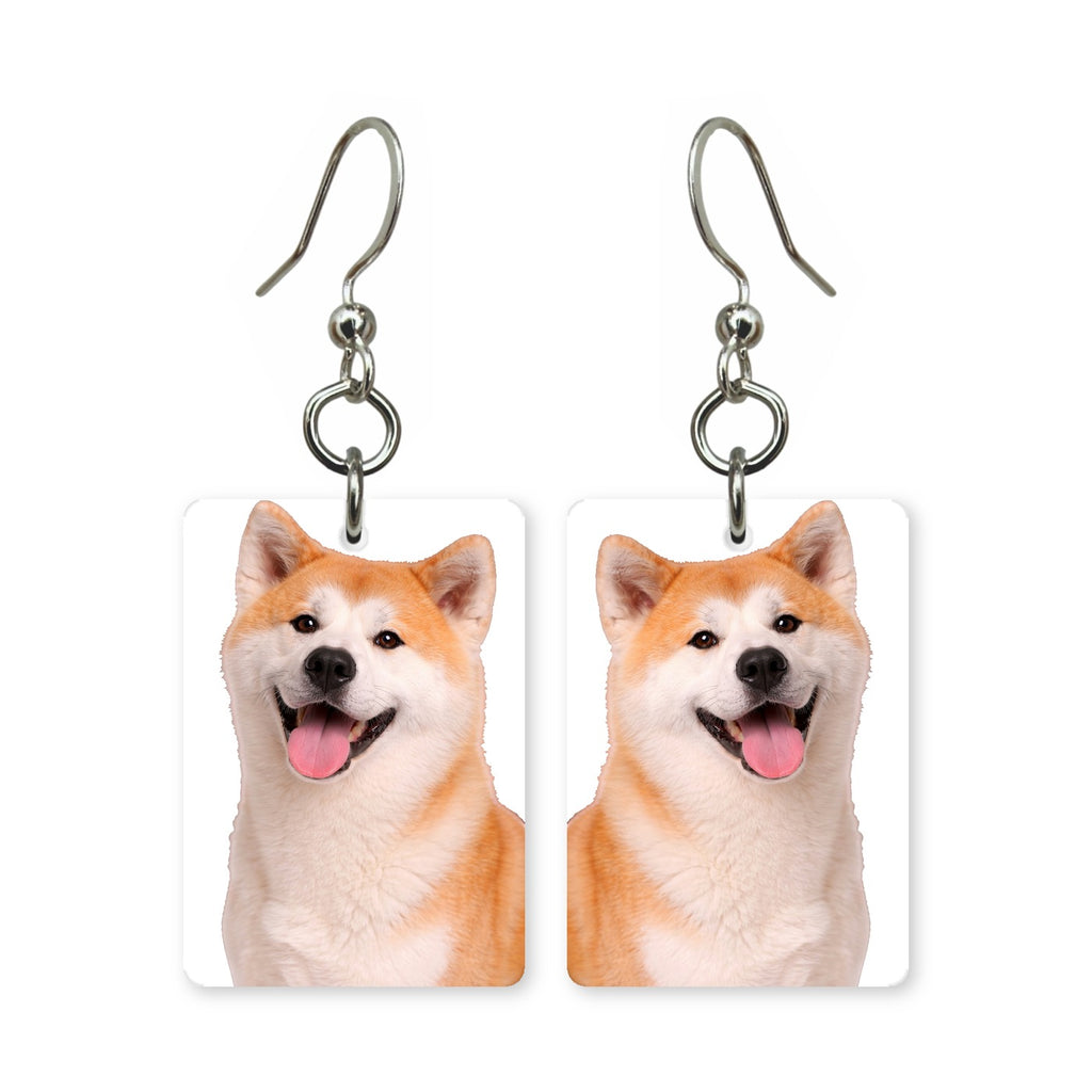 Shiba Inu earrings — grinning shiba inu portrait in cut paper, made in USA