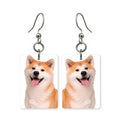 Shiba Inu earrings — grinning shiba inu portrait in cut paper, made in USA