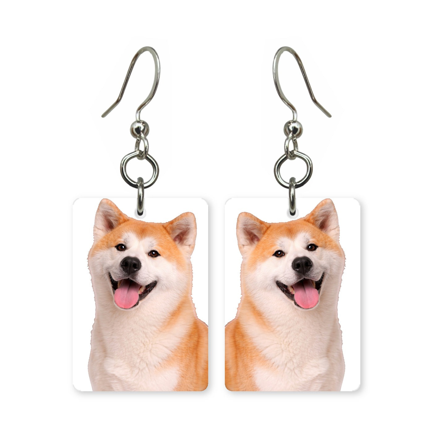 Shiba Inu earrings — grinning shiba inu portrait in cut paper, made in USA