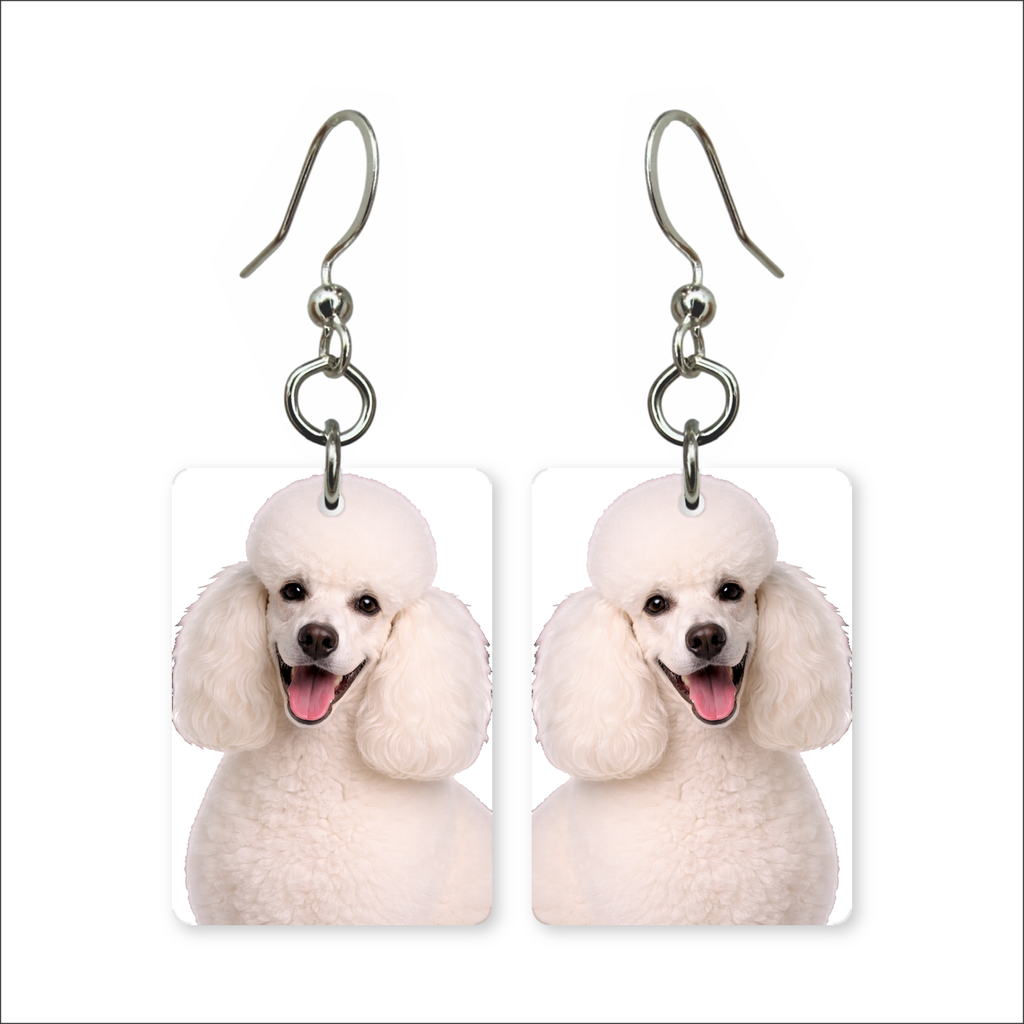 White Poodle Puff Earrings