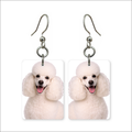 White Poodle Puff Earrings