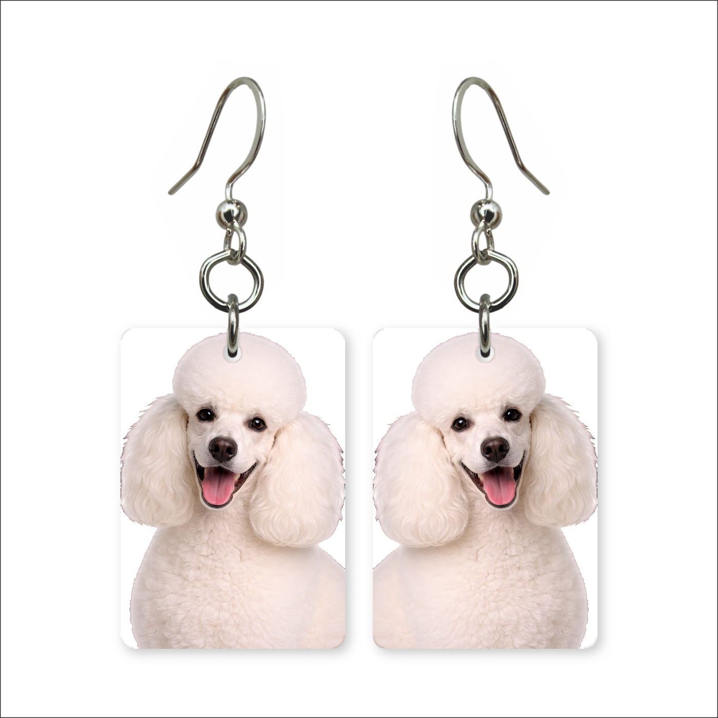 White Poodle Puff Earrings