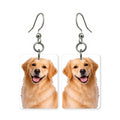 Golden Retriever earrings — smiling golden retriever portrait in cut paper, made in USA