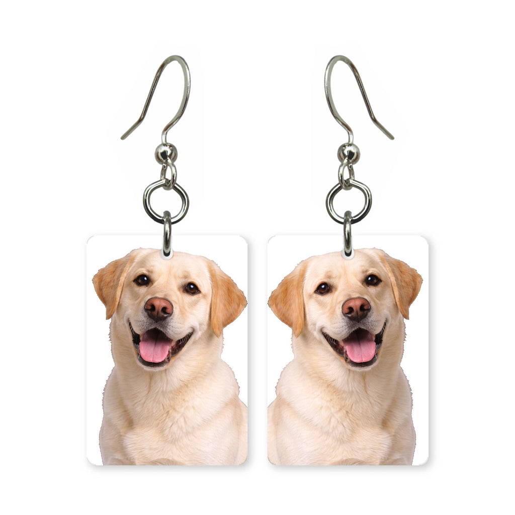 Yellow Labrador earrings — yellow lab dog portrait in cut paper, made in USA