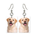 Yellow Labrador earrings — yellow lab dog portrait in cut paper, made in USA
