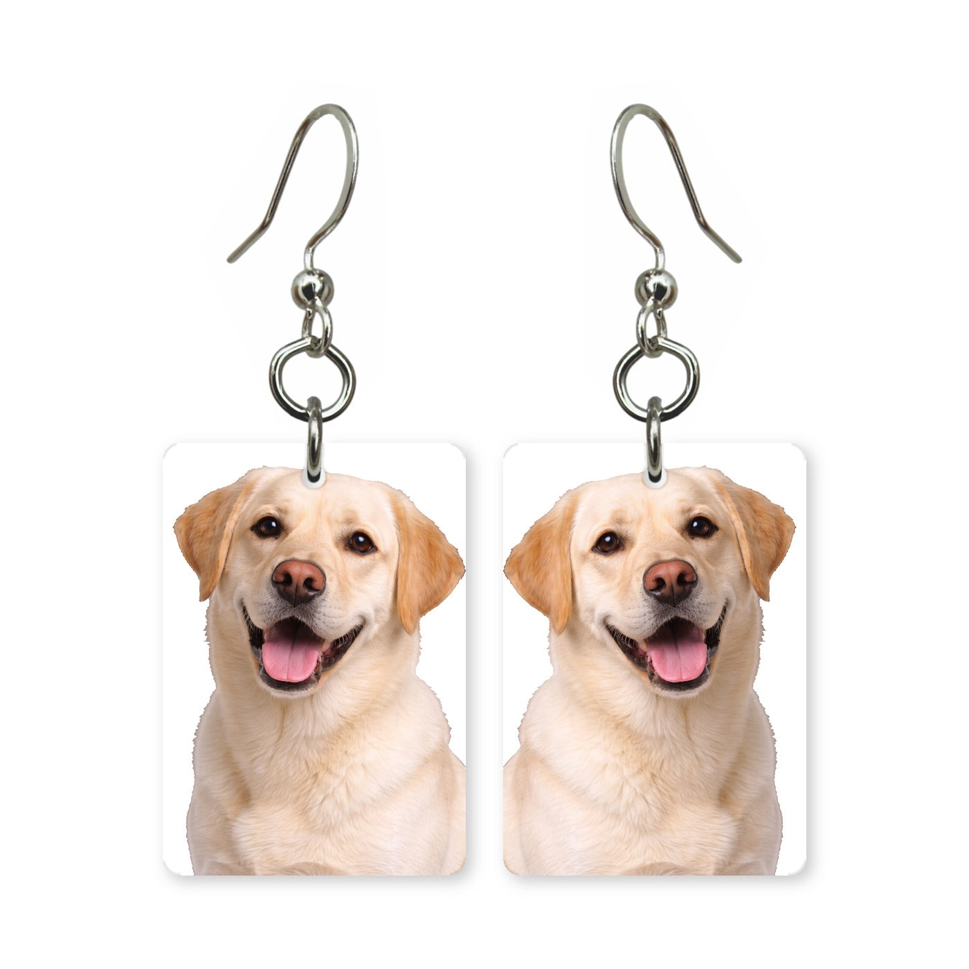 Yellow Labrador earrings — yellow lab dog portrait in cut paper, made in USA