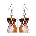 Boxer dog earrings — square-jawed boxer portrait in cut paper, made in USA