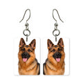 German Shepherd earrings — alert German Shepherd portrait in cut paper, made in USA