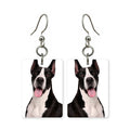 Black and white shepherd earrings — border collie style dog portrait in cut paper, made in USA