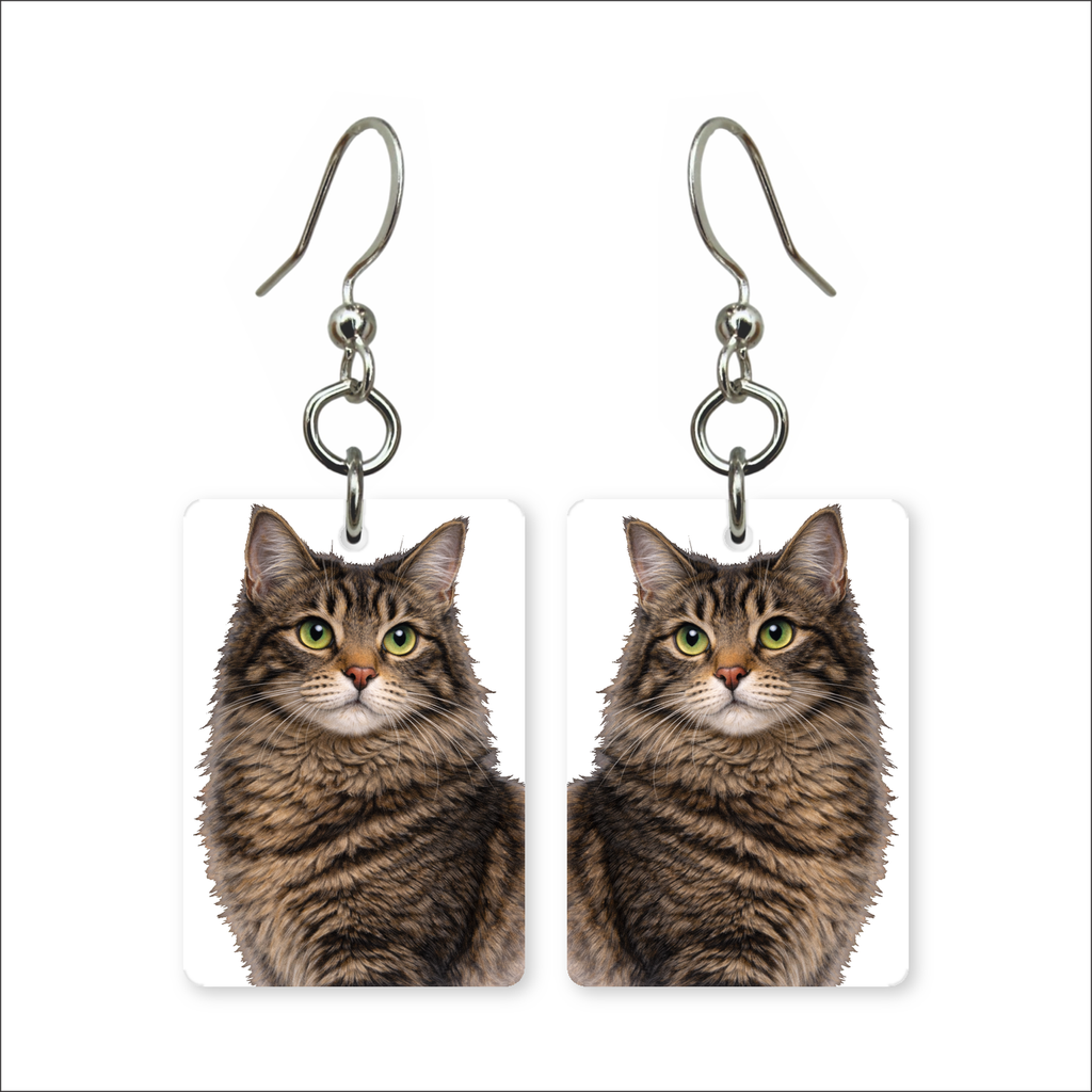 Brown Tabby Cat Earrings