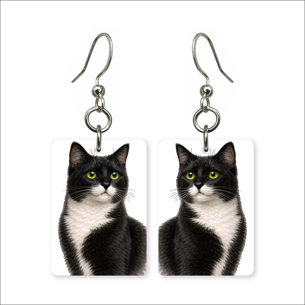 Black and White Cat Earrings