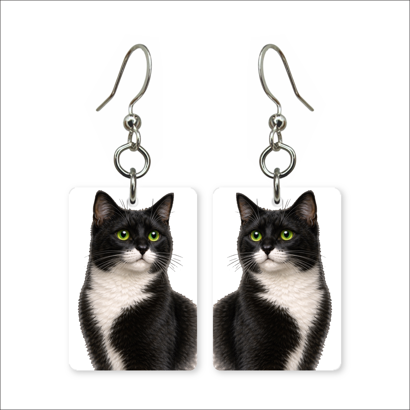 Black and White Cat Earrings