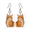 Orange tabby cat earrings — ginger striped cat portrait in cut paper, made in USA