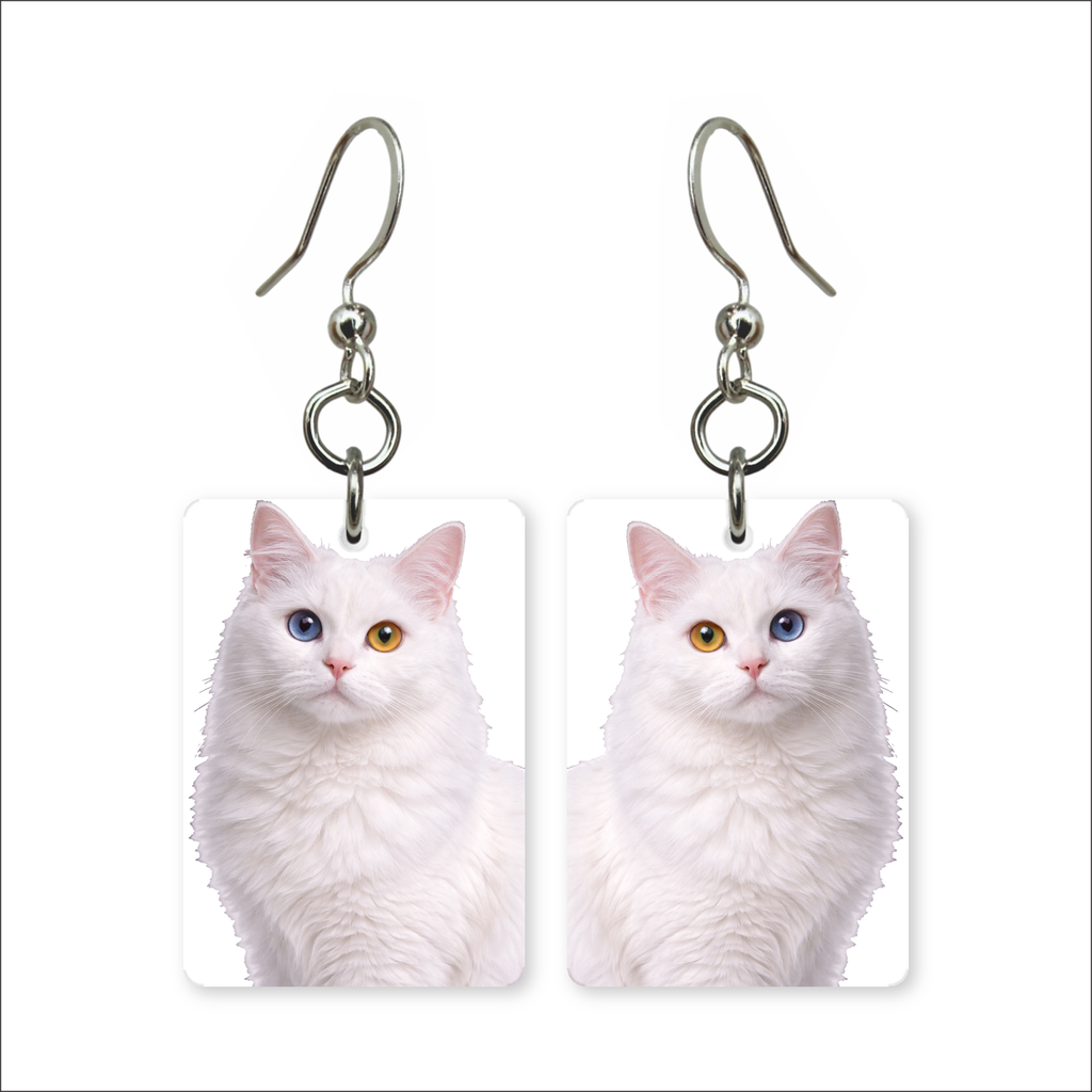 Odd-Eyed White Cat Earrings