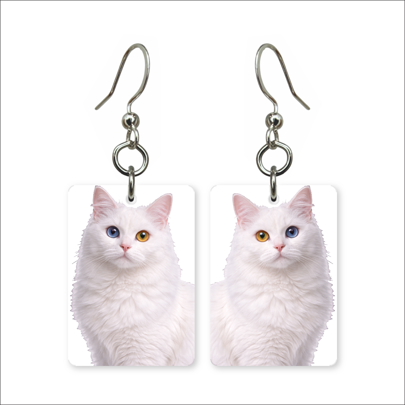 Odd-Eyed White Cat Earrings