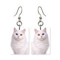 Odd-eyed white cat earrings — white cat with one blue and one gold eye, made in USA