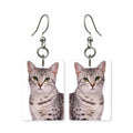 Egyptian Mau earrings — spotted cat breed portrait in cut paper, made in USA