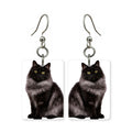 Black Maine Coon earrings — long-haired black cat with ear tufts, cut-paper portrait