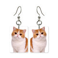 Exotic Shorthair cat earrings — flat-faced cat breed portrait in cut paper, made in USA