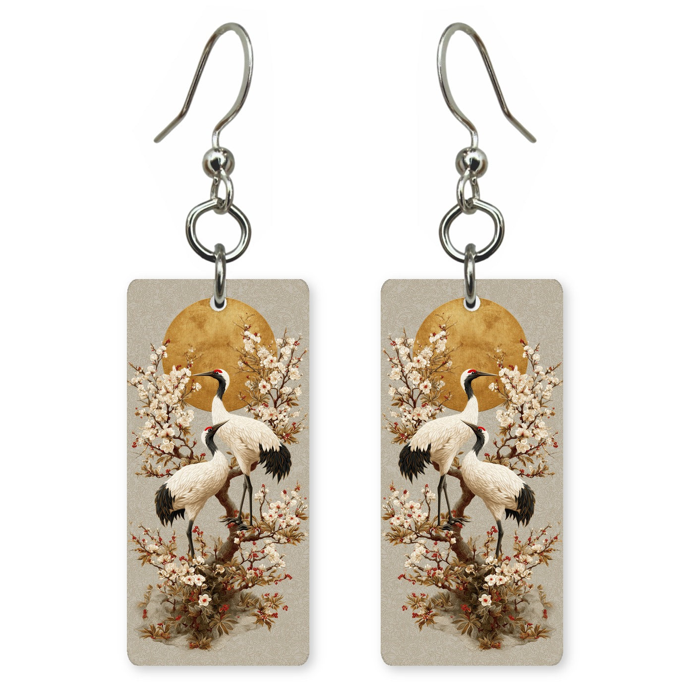 Golden Crane Blossoms Earrings | FW138