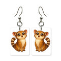 Baby lemur earrings — baby lemur with big eyes and long tail, cut-paper art, made in USA